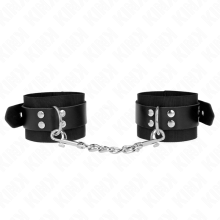 KINK - NYLON WRIST RESTRAINTS BLACK WITH LEATHER BELT BLACK