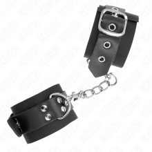 KINK - NYLON WRIST RESTRAINTS BLACK WITH LEATHER BELT BLACK