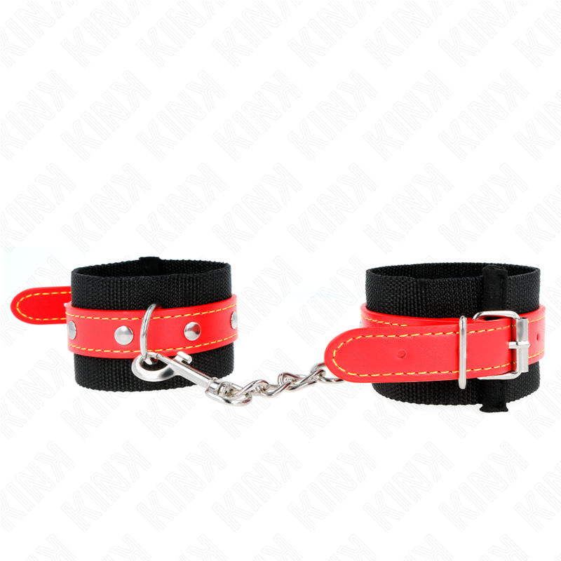 KINK - RESISTENZA DA POLSO IN NYLON NERO CON SIMILPELLE ROSSO