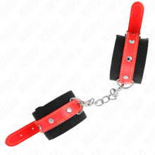 KINK - NYLON WRIST RESTRAINTS BLACK WITH LEATHERETTE RED