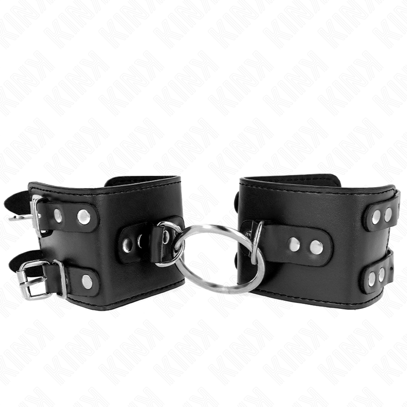 KINK - POLSO FISSO CON ANELLO E BORCHIE REGOLABILE NERO 17-22