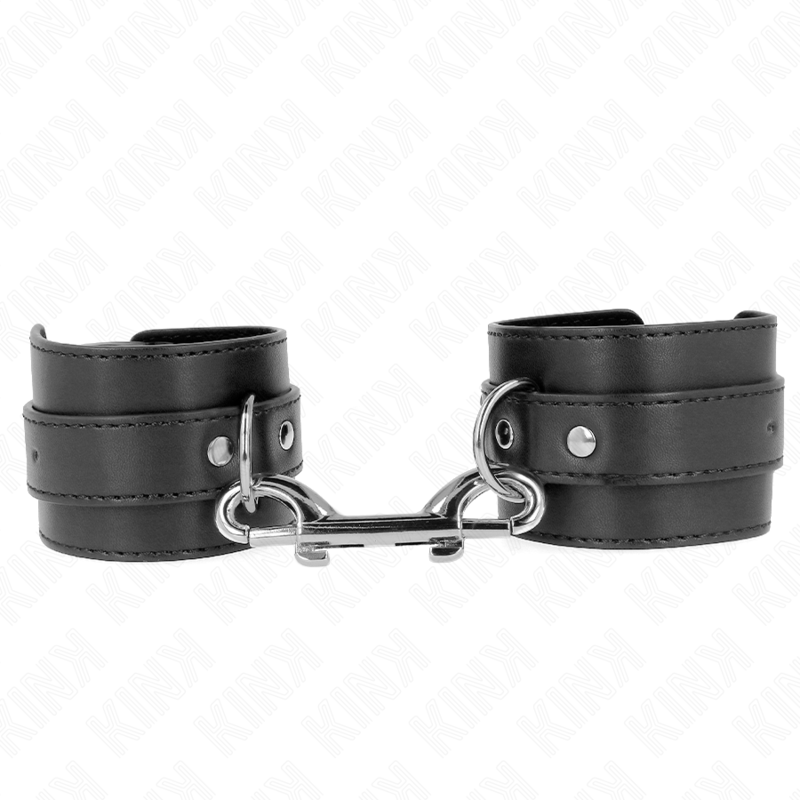 KINK - WRIST RESTRAINTS-SINGLE RIVET ROW AND BIG BUCKLE BLACK