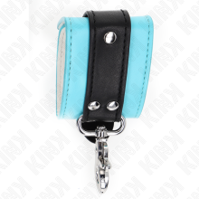 KINK - PREMIUM ABSCHLIEßBARE HANDGELENKFESSELN SCHWARZ/BLAU VERSTELLBAR 21-28 CM X 5,5 CM