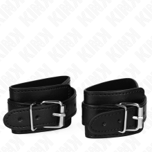 KINK - LOCKABLE DUNGEON WRIST RESTRAINTS BLACK ADJUSTABLE 21-28