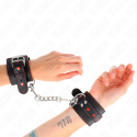 KINK - BLACK WRIST RESTRAINTS WITH RED HEART INLAY ADJUSTABLE