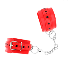 KINK - RED WRIST RESTRAINTS WITH BLACK HEART INLAY ADJUSTABLE