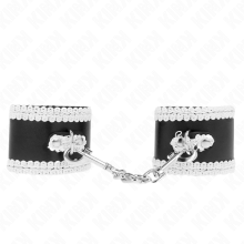 KINK - BLACK WRIST RESTRAINTS WITH WHITE DECORATE LACE