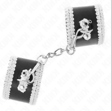 KINK - BLACK WRIST RESTRAINTS WITH WHITE DECORATE LACE