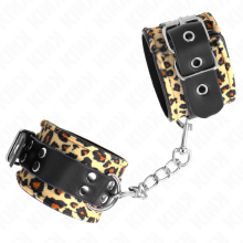 KINK - LEOPARD HANDGELENKFESSEL AUS ECHTLEDER, VERSTELLBAR 18-29 CM X 5,5 CM