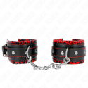 KINK - FUR LINED WRIST RESTRAINTS RED / BLACK ADJUSTABLE 17-29