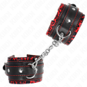 KINK - FUR LINED WRIST RESTRAINTS RED / BLACK ADJUSTABLE 17-29