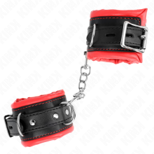 KINK - HEAVY WRIST RESTRAINTS WITH RED FUR LINED ADJUSTABLE