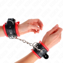 KINK - HEAVY WRIST RESTRAINTS WITH RED FUR LINED ADJUSTABLE