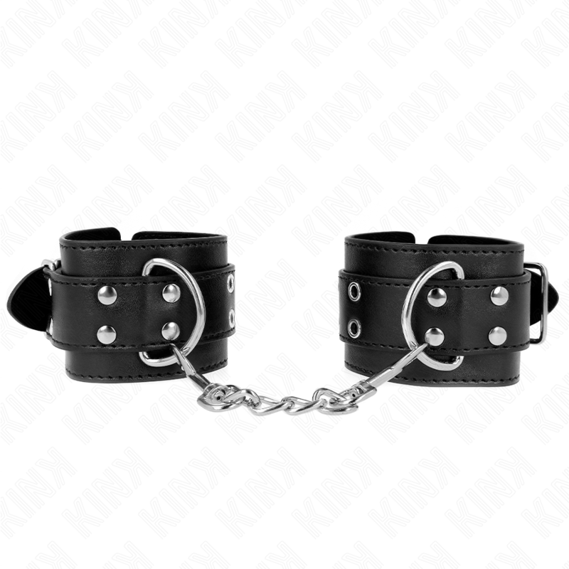 KINK - DOUBLE BUCKLE WRIST RESTRAINTS BLACK ADJUSTABLE 19-26 CM