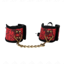 KINK - SCANDAL WRIST RESTRAINTS RED-BLACK LACE DETAILS 24.5 CM