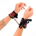 KINK - SCANDAL WRIST RESTRAINTS RED-BLACK LACE DETAILS 24.5 CM