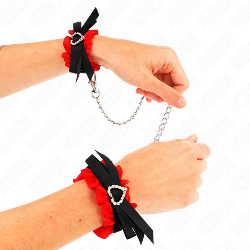 KINK - LACE ELASTIC WRIST RESTRAINTS RED HEART DETAILS