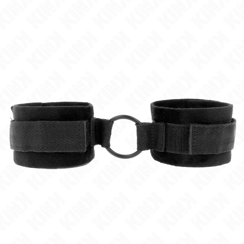 KINK - BEGINNER FUR HAND CUFFS 25 CM WITH O-RING 4 CM BLACK