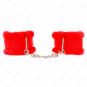 KINK - FURRY LINED WRIST RESTRAINTS RED ADJUSTABLE 17-31 CM X 7