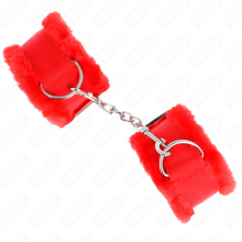 KINK - FURRY LINED WRIST RESTRAINTS RED ADJUSTABLE 17-31 CM X 7