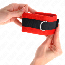 KINK - BEGINNER PELZHANDMANSCHETTEN SCHWARZ-ROT 30 X 7 CM