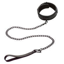 CALEXOTICS - NOCTURNAL COLLAR LEASH LEATHER ADJUSTABLE BLACK