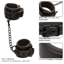 CALEXOTICS - NOCTURNAL LEATHER WRIST CUFFS ADJUSTABLE BLACK