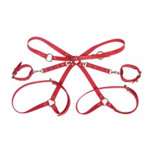 SUBBLIME - 953706 HANDSCHELLEN MIT BONDAGE-GÜRTEL ROT EINE GRÖSSE