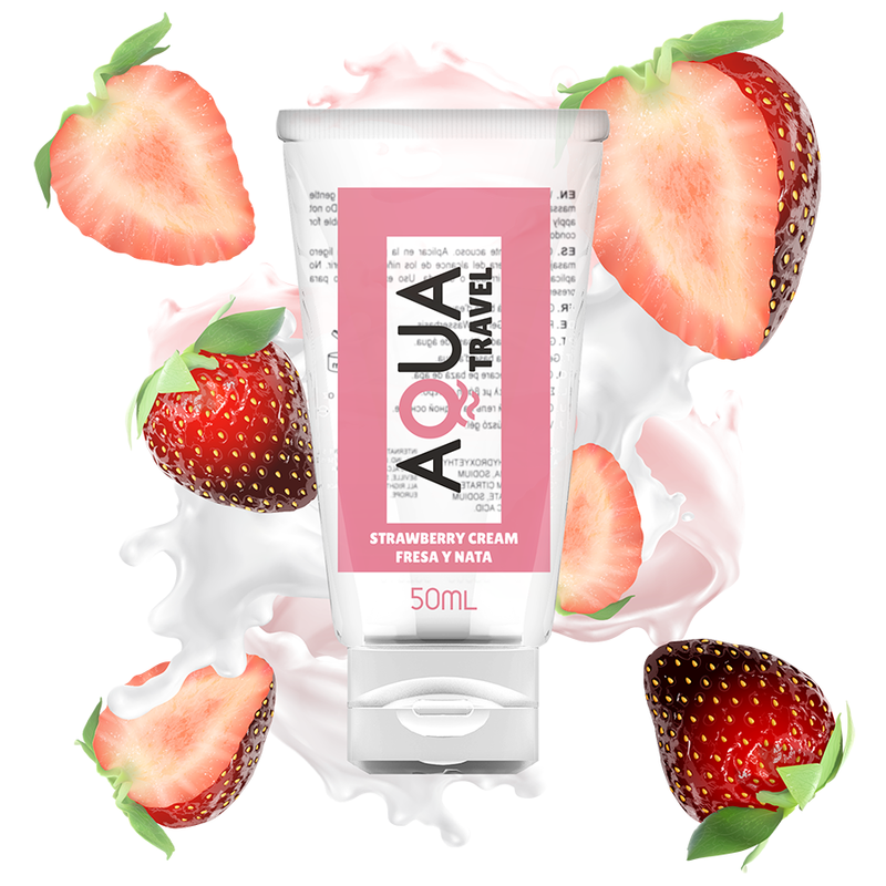 AQUA TRAVEL - STRAWBERRY CREAM FLAVOUR WATERBASED LUBRICANT -