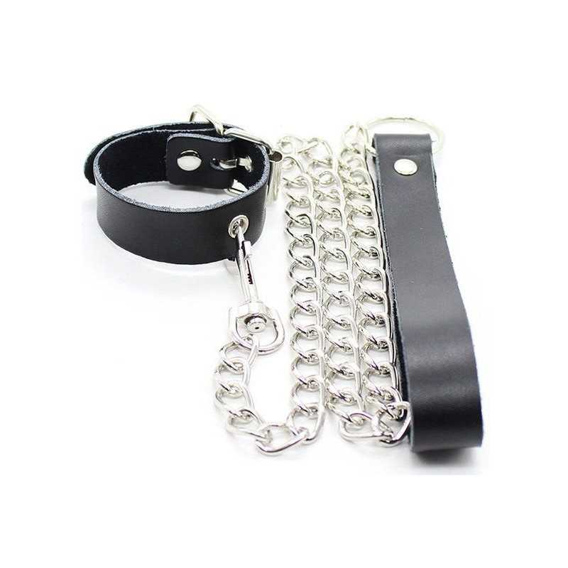 OHMAMA FETISH - COLLIER PÉNIS ET BRACELET EN CUIR AVEC CHAÎNE OHMAMA FETISH - COLLIER PÉNIS ET BRACELET EN CUIR AVEC CHAÎNE