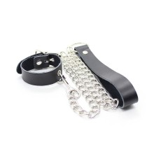 OHMAMA FETISH - COLLIER PÉNIS ET BRACELET EN CUIR AVEC CHAÎNE