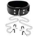 DARKNESS - COLLAR WITH NIPPLE CLAMPS BLACK