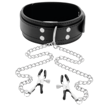 DARKNESS - COLLAR WITH NIPPLE CLAMPS BLACK