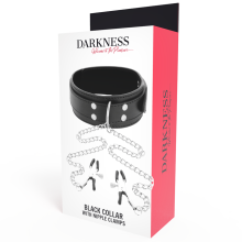 DARKNESS - HALSBAND MIT NIPPELKLAMMERN SCHWARZ