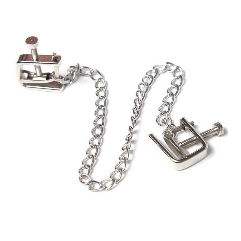 OHMAMA FETISH - METAL SCREW CLAMPS WITH CHAIN