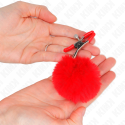 KINK - FAUX FUR BALL NIPPLE CLAMP RED 6 CM