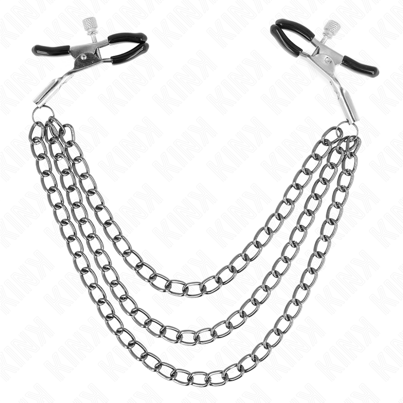 KINK - PINÇAS PARA BICOS COM 3 CORRENTES PRETAS 20/23/28 CM