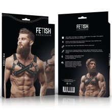 FETISH SUBMISSIVE ATTITUDE - VERSTELLBARER NEOPREN-BRUSTGURT MIT CROSS-OVER-BULLDOG-REISSVERSCHLUSS FÜR MNNER