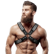 FETISH SUBMISSIVE ATTITUDE - MEN'S CROSSED CHEST ECO-LEATHER