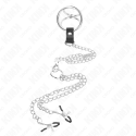 KINK - TRIPLE CHROME METAL PENIS RING 3.8 CM TO 5 CM WITH 26 CM METAL CHAIN AND NIPPLE CLAMPS MODEL 1