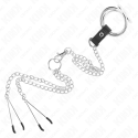 KINK - TRIPLE CHROME METAL PENIS RING 3.8 CM TO 5 CM WITH 26 CM METAL CHAIN AND NIPPLE CLAMPS MODEL 2