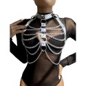 SUBBLIME - 953737 CHEST HARNESS WITH RINGS AND CHAINS SILVER ONE SIZE