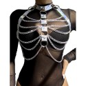 SUBBLIME - 953737 CHEST HARNESS WITH RINGS AND CHAINS SILVER ONE SIZE