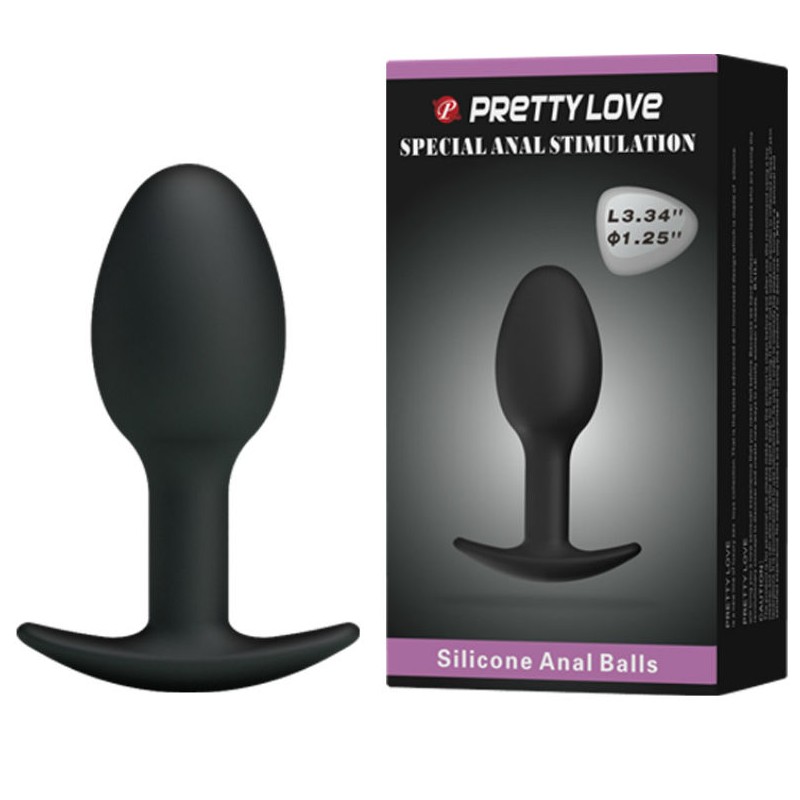 PRETTY LOVE - PLUG ANAL DE SILICONE 6.5 CM PRETO