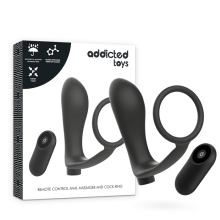 ADDICTED TOYS - ANELLO PER PENE CON TELECOMANDO PLUG ANALE NERO