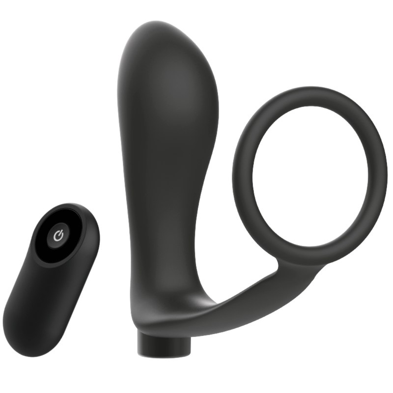 ADDICTED TOYS - ANELLO PER PENE CON TELECOMANDO PLUG ANALE NERO