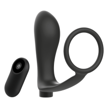 ADDICTED TOYS - ANNEAU PÉNIS AVEC TÉLÉCOMMANDE PLUG ANAL NOIR