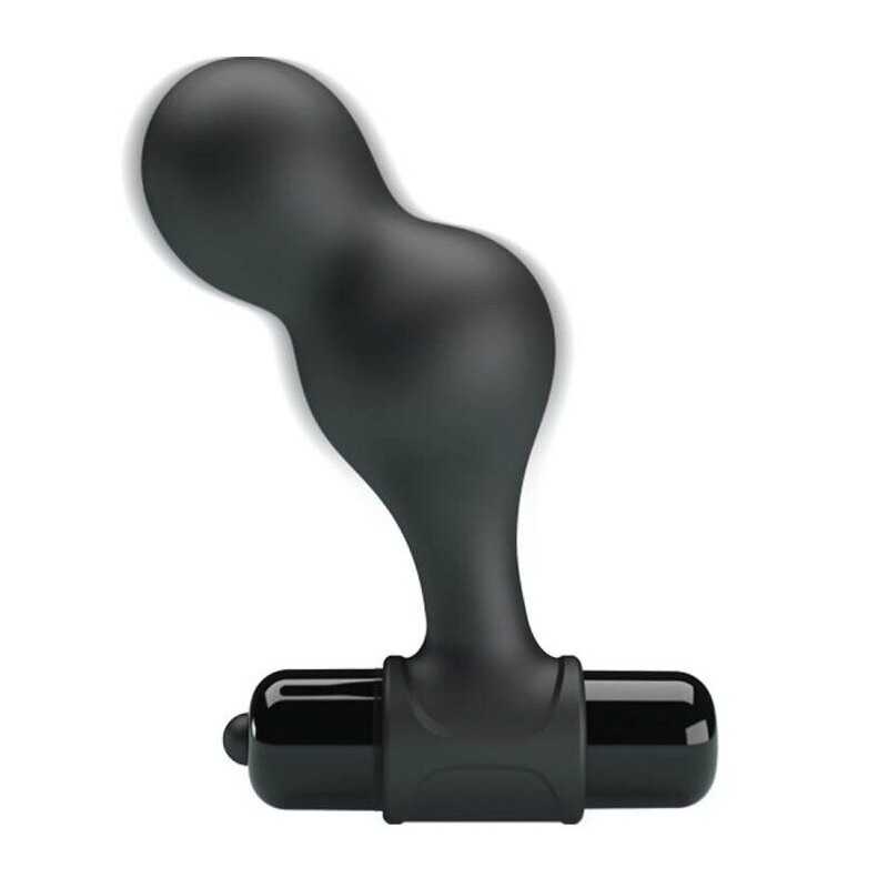 MR PLAY - BLACK SILICONE VIBRATOR ANAL PLUG