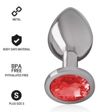 INTENSE - PLUG ANALE IN METALLO ALLUMINIO CON CRISTALLO ROSSO