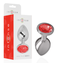 INTENSE - PLUG ANALE IN METALLO ALLUMINIO CON CRISTALLO ROSSO